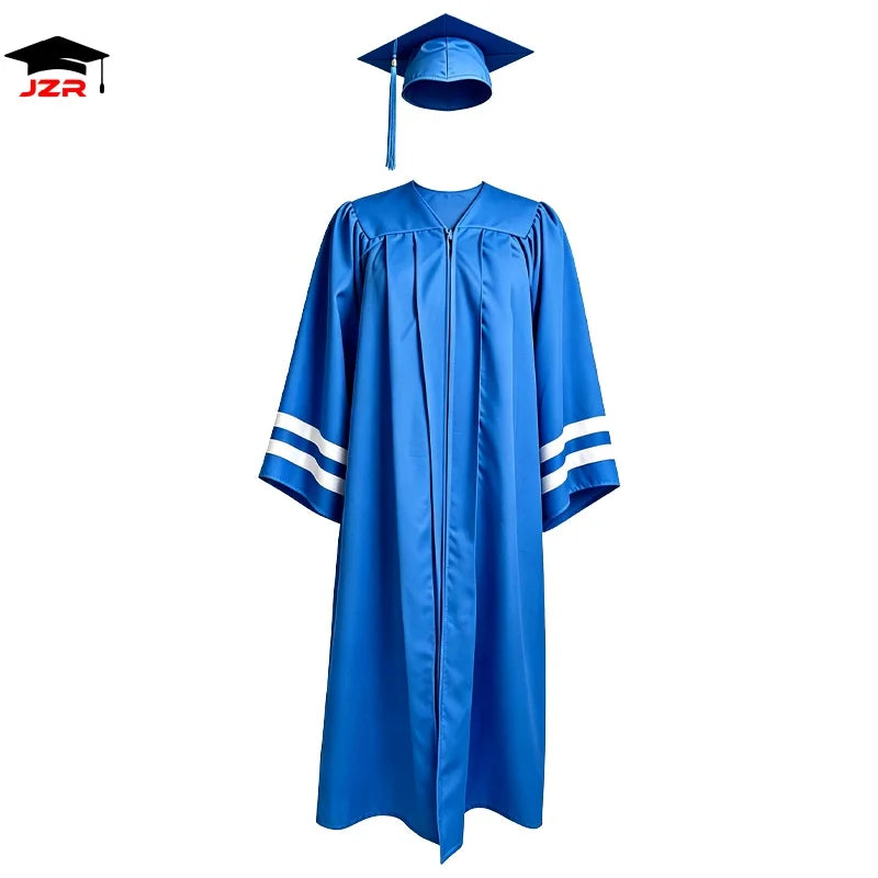 Wholesale High School Graduation Gowns Adult Blue Graduation Toga Graduation Robe