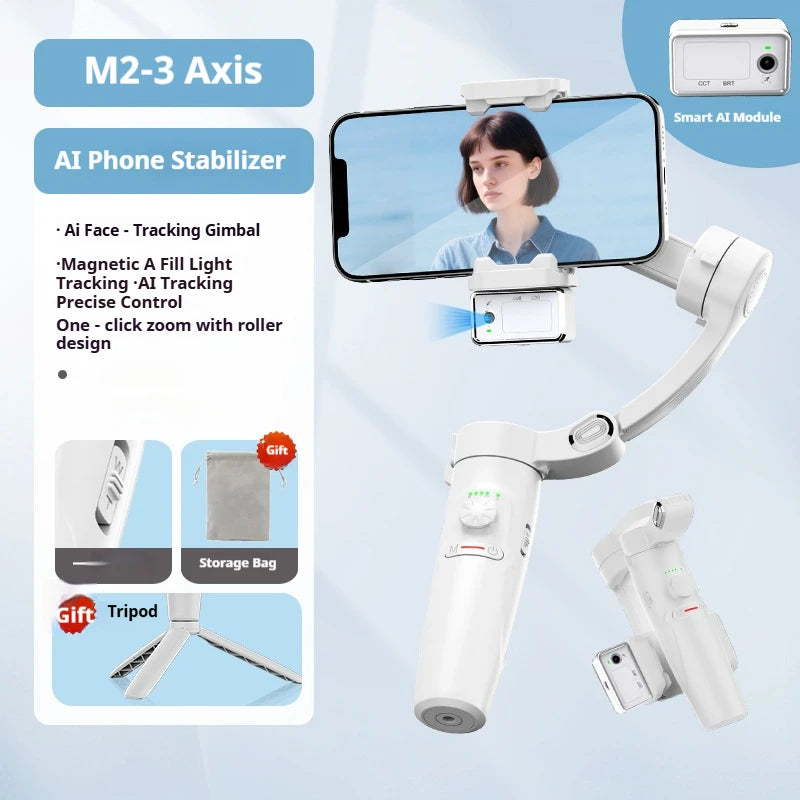 Outdoors Handheld Gimbal Three-axis Mobile Phone Stabilizer Anti Shake Intelligent Face Tracking Photography Live Broadcast