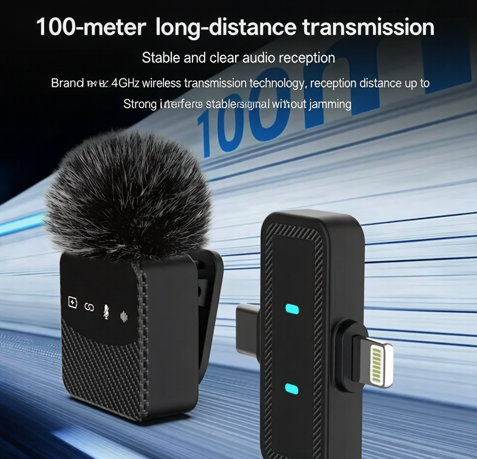 🎙️  Dual Wireless Lavalier Microphone with 30H Charging Case, DSP Noise Canceling CD Lossless Audio Lapel Mic, 100M 2.4G Wireless Plug & Play for Lightning USB-C iPhone Android Vlog Live Podcast Interview