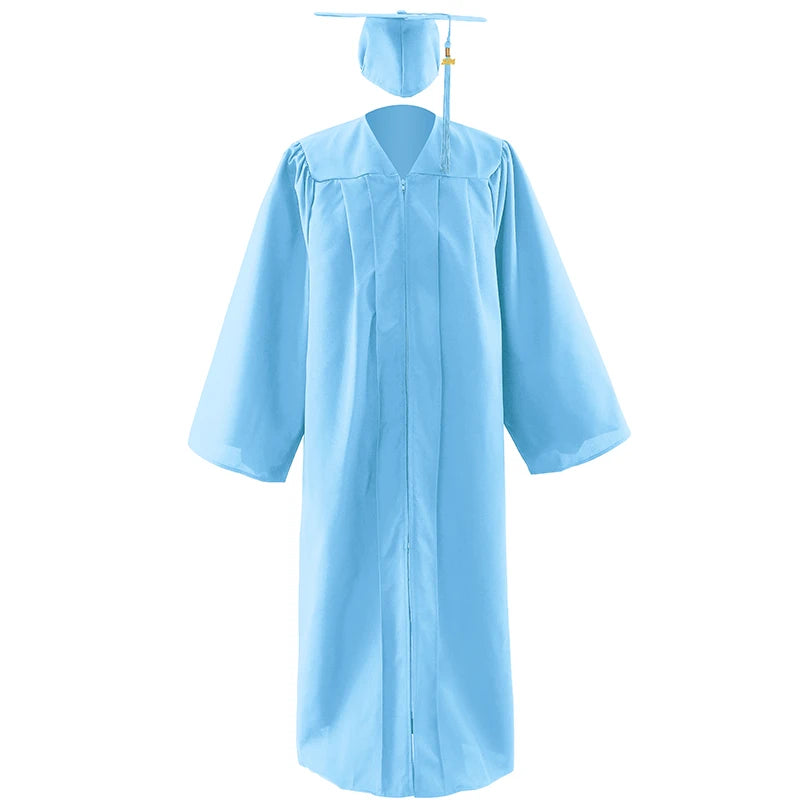 2026 Wholesale Black Adult Matte Uniform Graduation Gown Classic Graduation Gowns With Cap Tassel and Year Charm