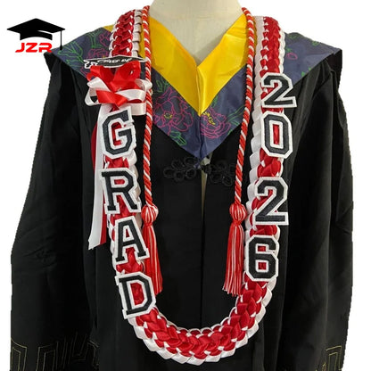 Fashion Graduation Lei Double Braided Satin Ribbon Senior Gift Polyester Graduation Leis Class of 2026