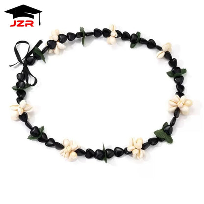 Hot Selling Fashion Artificial Acrylic Kukui Nut Lei Cowrie Shell Beads Lei for Graduation Polynesian Anniversary
