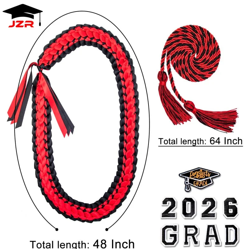 120CM Pop Charm Graduation Braided Leis 2026 Hawaiian Style Ribbon Necklace for Graduation Prom