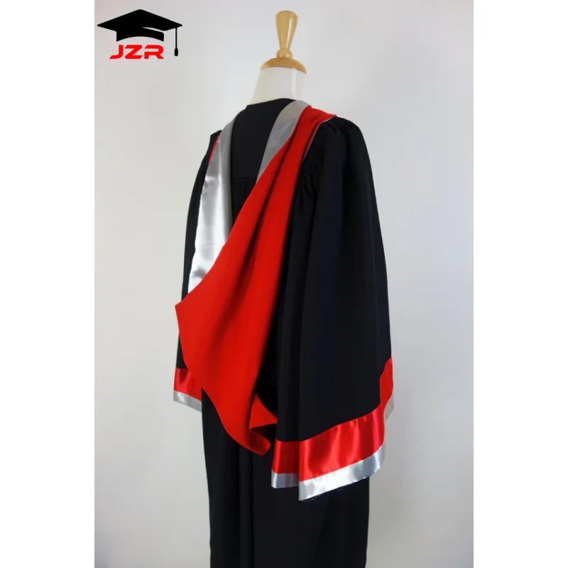 Australia UK Academic Doctoral Robe STU University PhD Gown Hood Cap Set and Tam with Tassel
