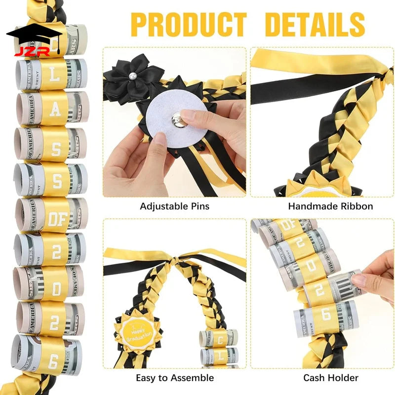 Trendy Graduation Party Gifts Double Braided Honor Ribbon 120CM Satin Ribbon Leis for College Back to School