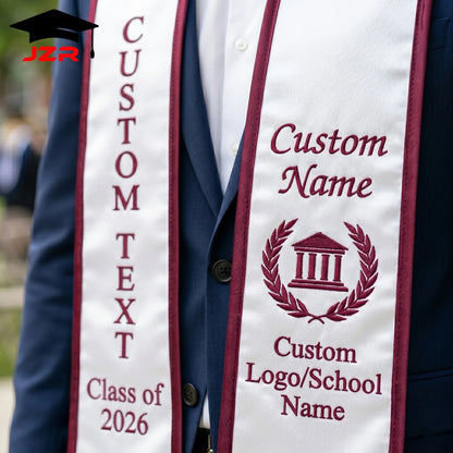 Low MOQ Custom Grad Stole Premium Fabric Fine Embroidery Vivid Printing Factory Straight Sale