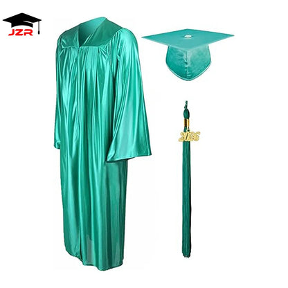High School Red Shiny Graduation Gown and Cap Set for OEM 12 Color Available