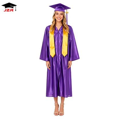 High Quality Shiny Graduation Robe Stole Adult Graduation Toga University Graduation Gown and Cap for Sale