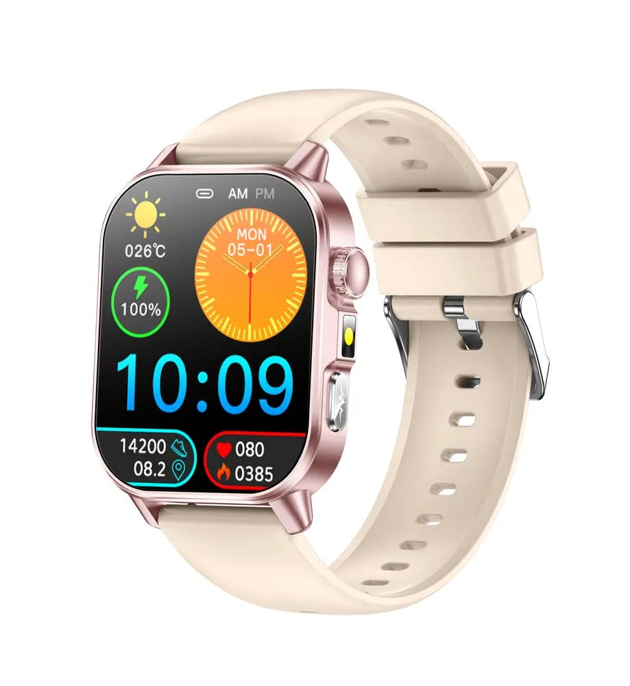 New ET571 Fashionable 2.0 Inch 450mAh ECG PPG IP68 Waterproof Sport Smart Watch With Flash Light