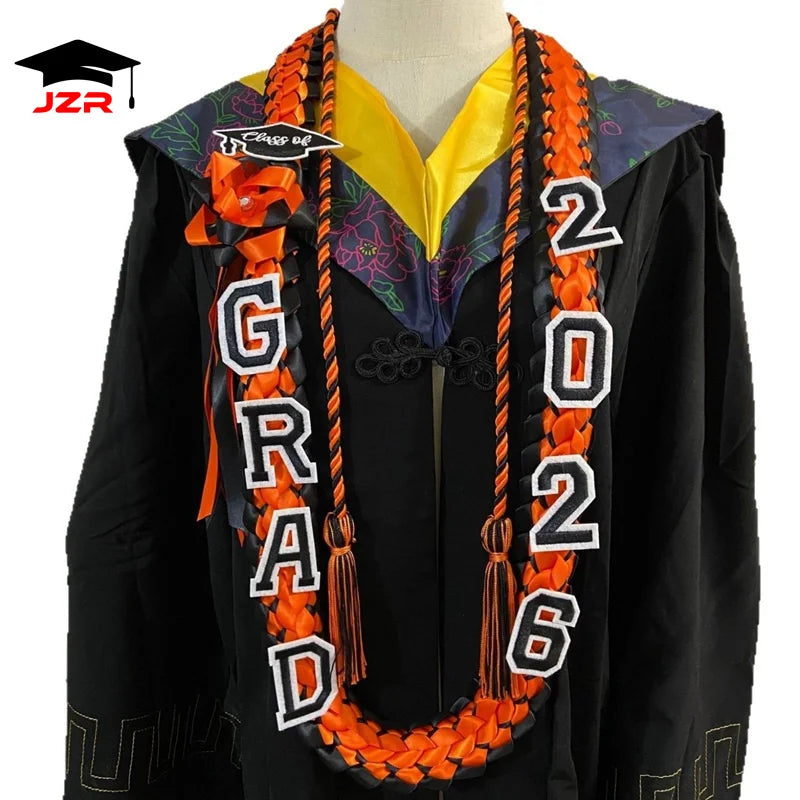 Custom 2026 Handmade Colorful Honor Rope Graduation Ribbon 120cm Wreath Weaving Leis Braided Necklace