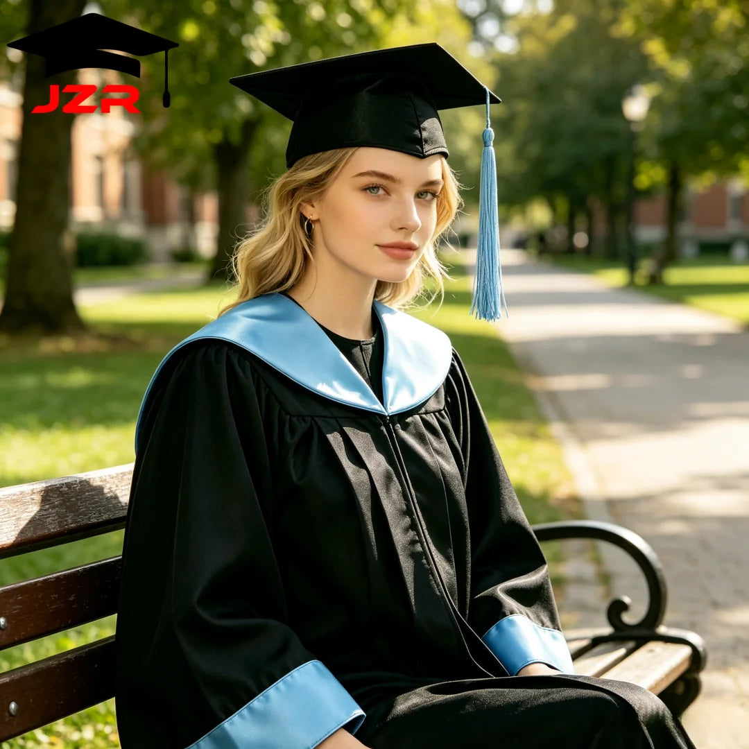 Custom University Bachelor Graduation Gown with Satin Hood
