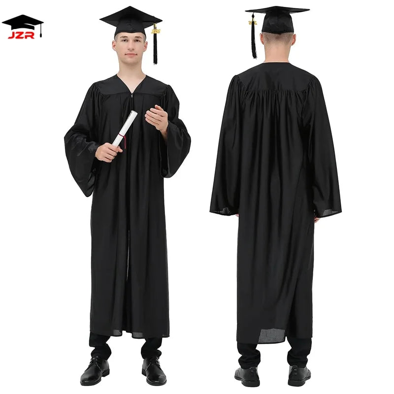 Factory Cheap Wholesale Shiny Forest Green Graduation Gown Cap Graduation Toga