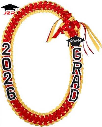 Graduation Leis Class of 2026 Grad Ribbon Double Braided Necklace Handmade Leis for Congrats Graduates Senior