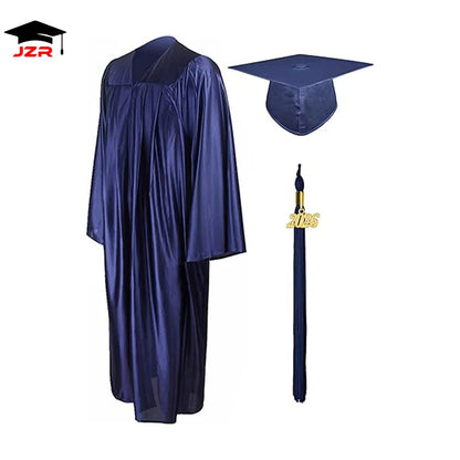 Graduation Shiny Gown Set Unisex Adult Shiny 100% Polyester Graduation Outfit for Formal Academic Occasions