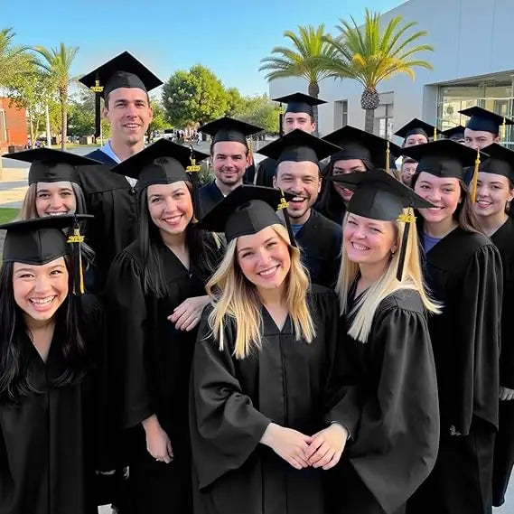 2026 Wholesale Black Adult Matte Uniform Graduation Gown Classic Graduation Gowns With Cap Tassel and Year Charm