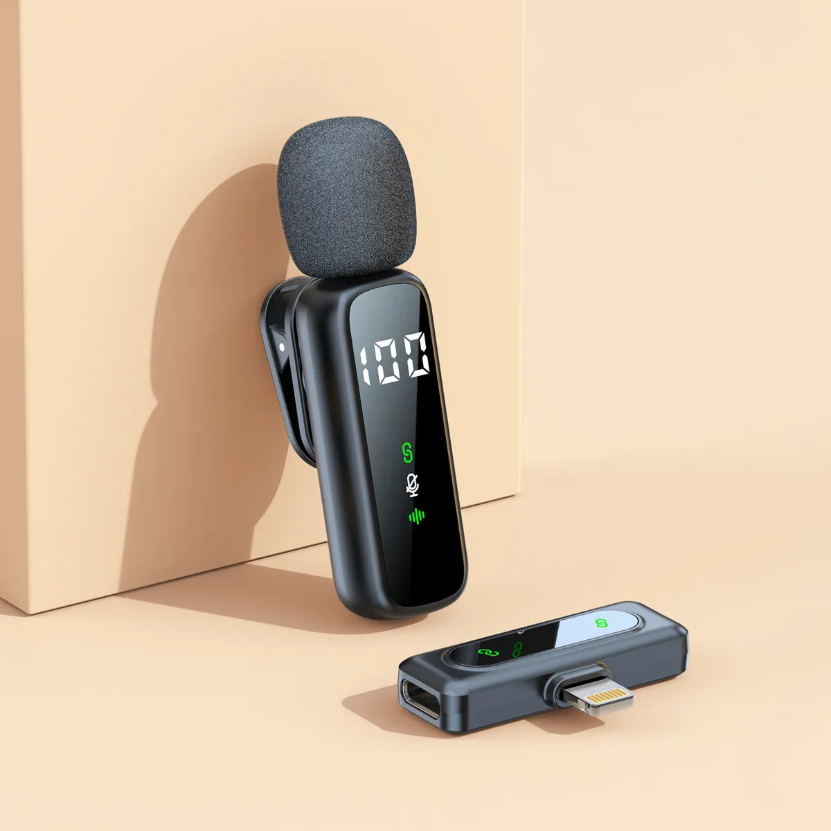 2.4G Wireless Lavalier Handheld Microphone Zero Latency Monitoring Noise Cancelling 360 Omnidirectional for Vlog