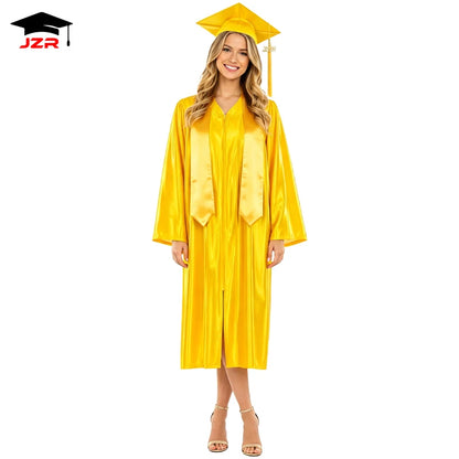 High Quality Shiny Graduation Robe Stole Adult Graduation Toga University Graduation Gown and Cap for Sale