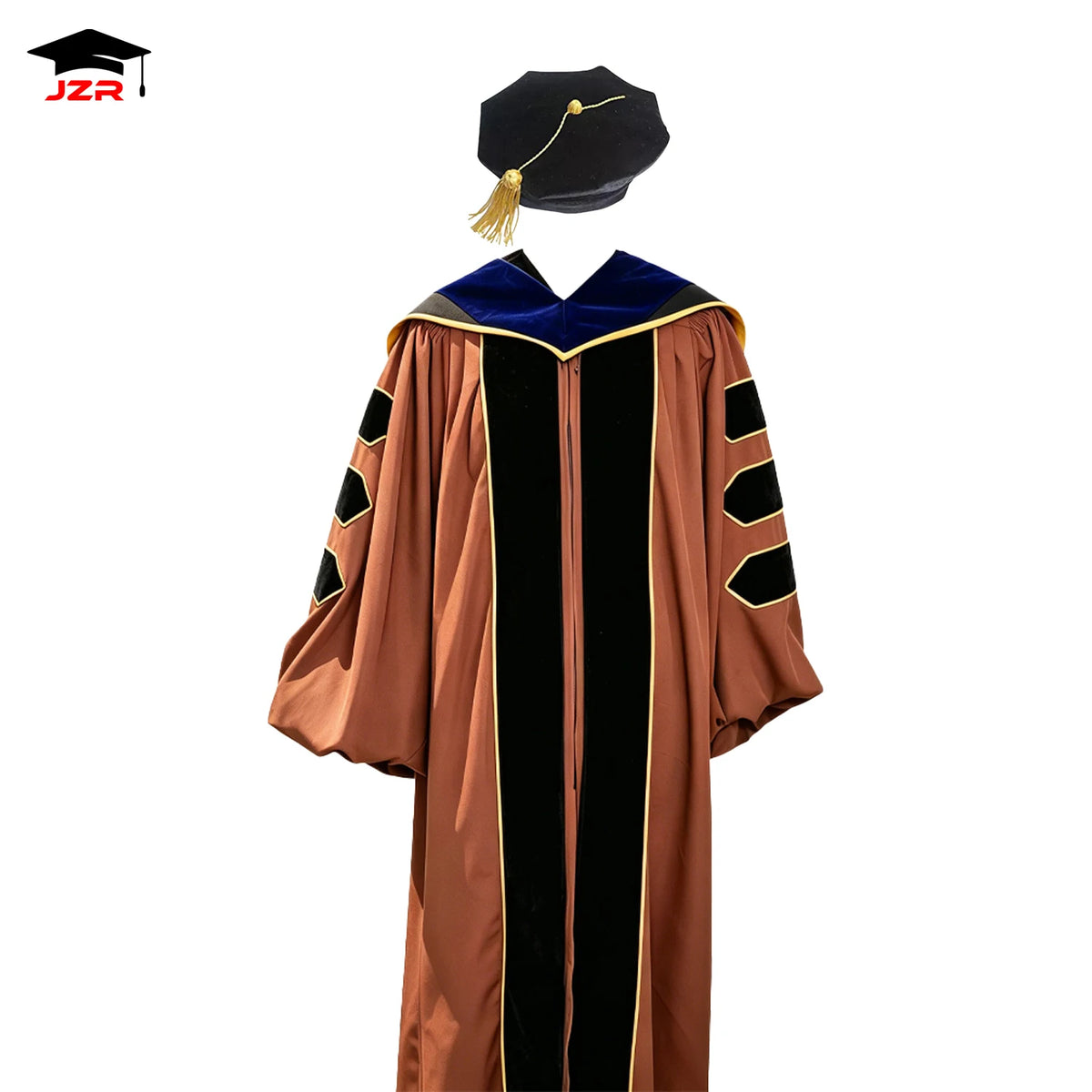 Matte Doctoral Graduation Gowns Robes Brown Color PhD Graduation Gown School Use Custom Logo Color Style