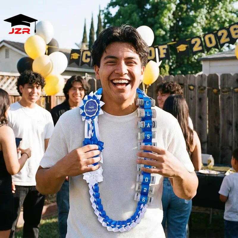 2026 Graduation Season Double Braided Honor Cord Ribbon Leis University Ceremony Celebration Wreath Braided Garland Necklace
