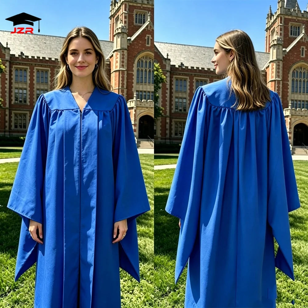 Factory Master Graduation Gown Cap Royal Blue 100% Polyester Unisex Adult School 2026 Year Charm