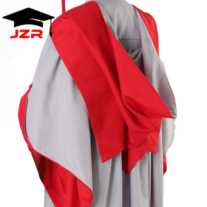 HOT JZR Red-Gray Spliced Doctoral Gown Long Sleeve Unisex Graduation School Uniform Customizable 100% Polyester Academic Regalia