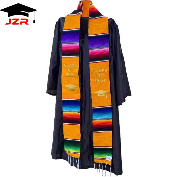 Graduation Souvenirs Multi Color Hot Sell Students Honor Kente Embroidered Graduation Stole Sashes Scarf