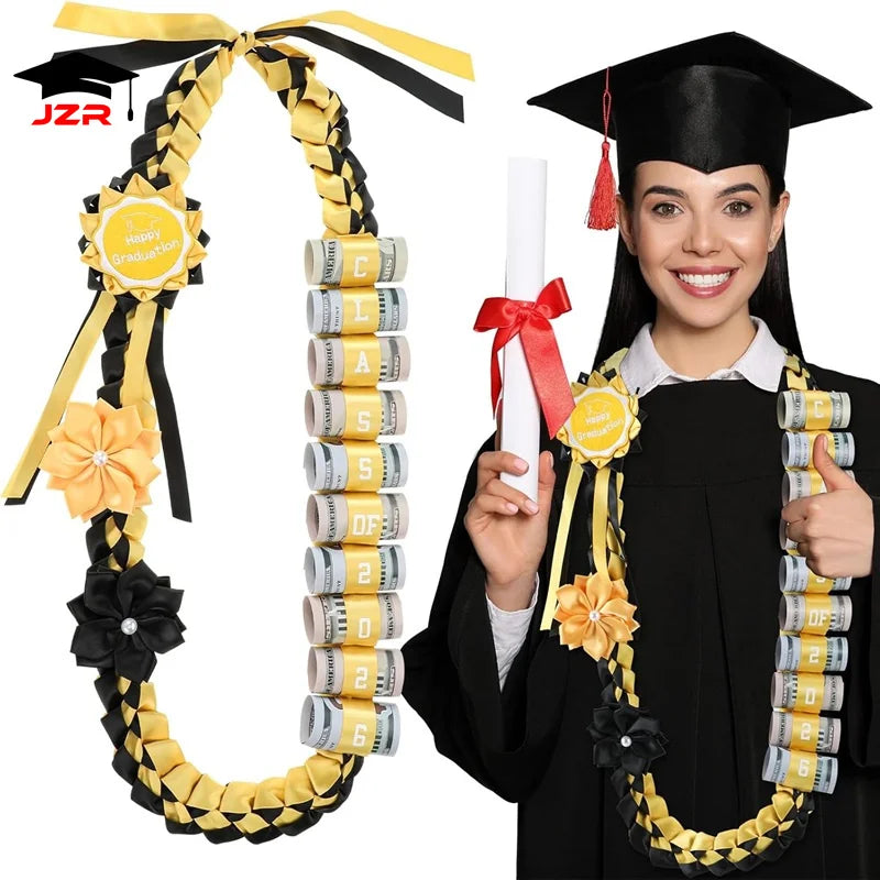 2026 Graduation Season Double Braided Honor Cord Ribbon Leis University Ceremony Celebration Wreath Braided Garland Necklace