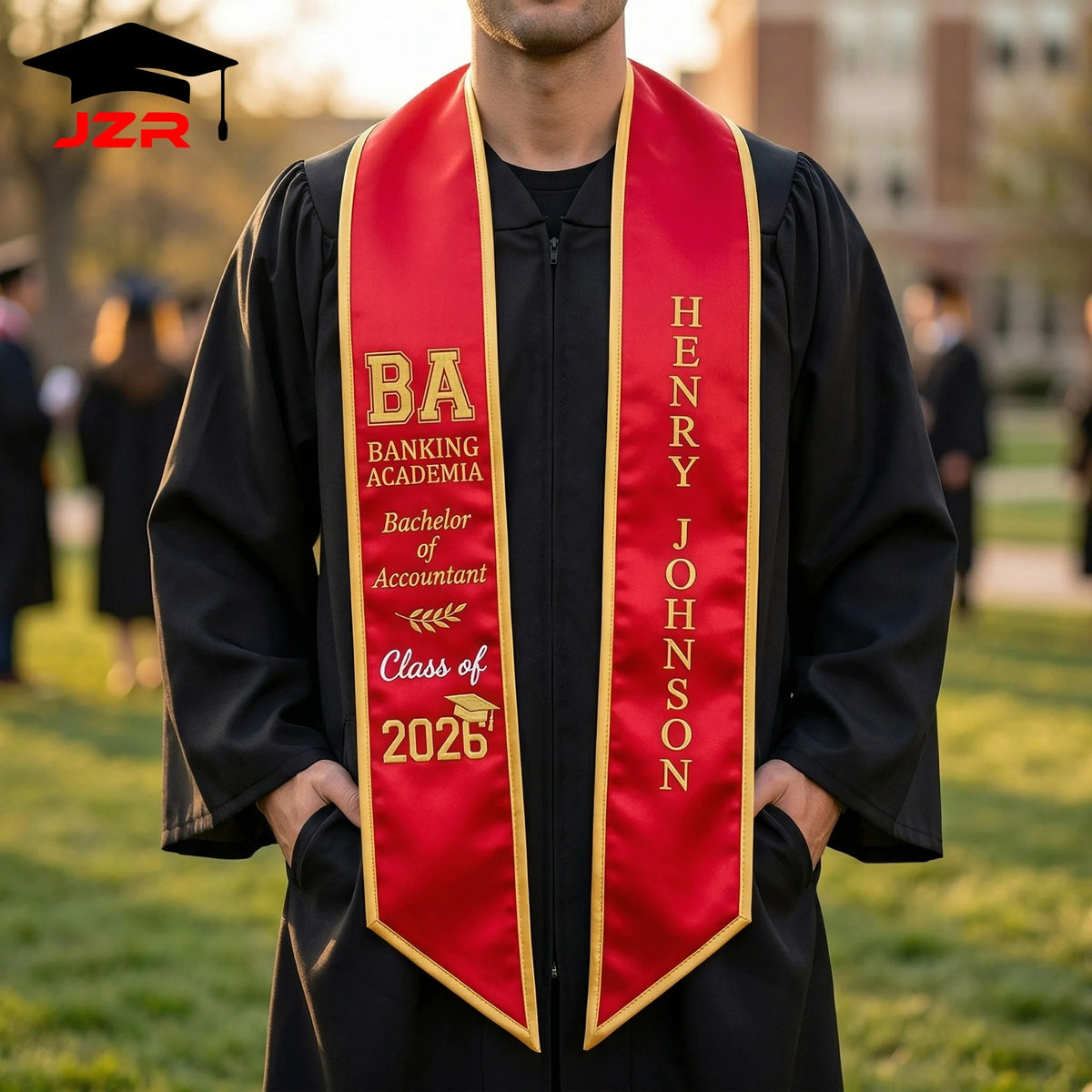 Customizable Grad Stole with Embroidery & Printing Factory Wholesale Low MOQ for High School