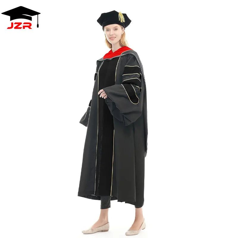 Custom Red and Black Doctoral Graduation Hood