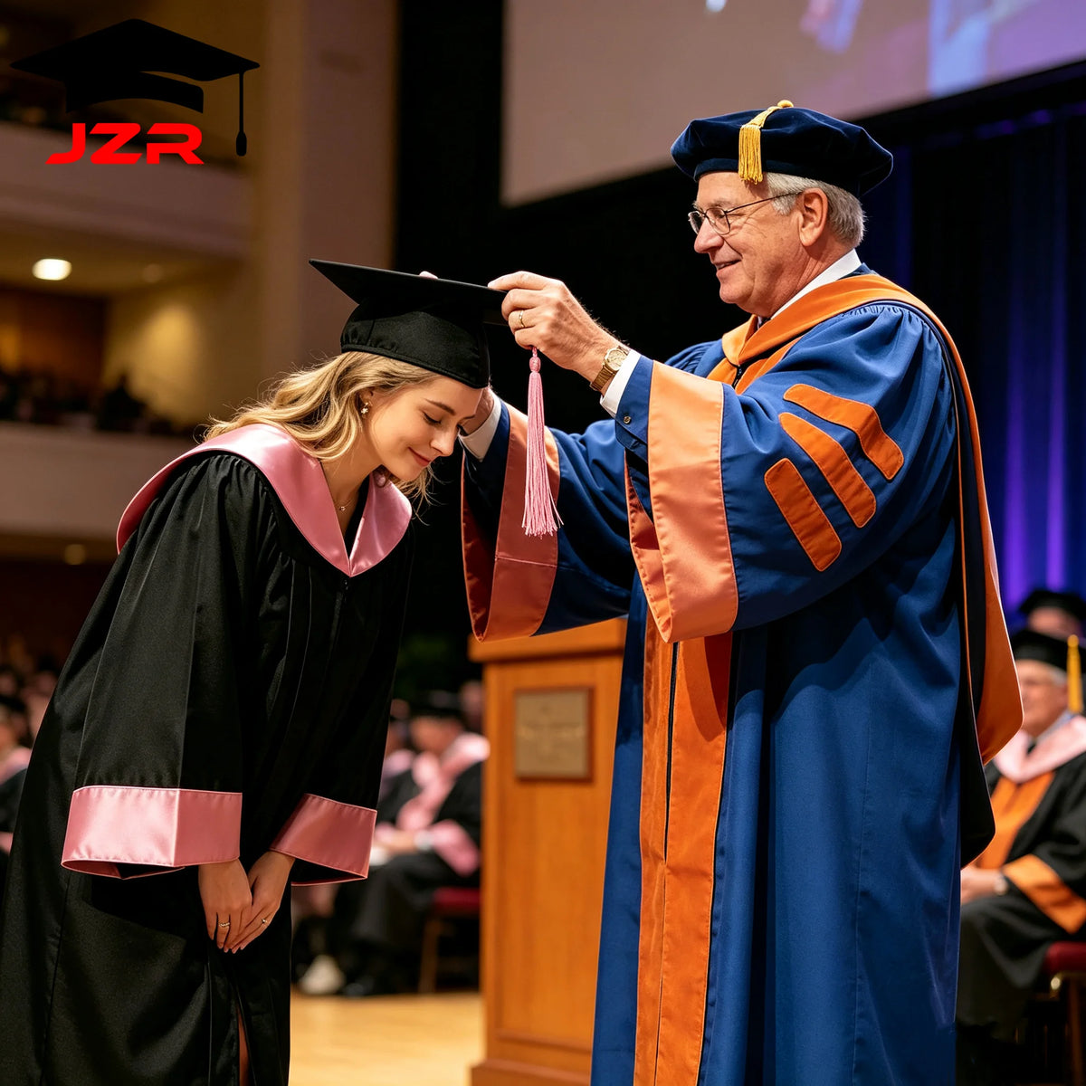 Custom University Bachelor Gown with Satin Hood