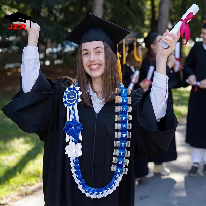 2026 Graduation Season Double Braided Honor Cord Ribbon Leis University Ceremony Celebration Wreath Braided Garland Necklace