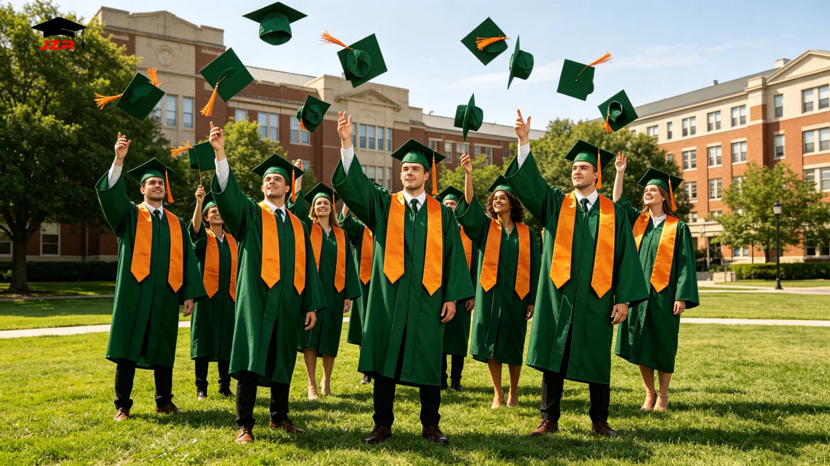 Hot Sale Unisex Adult Matte Bachelor Graduation Gown and Cap Orange Stole Graduation Toga and Cap for Sale