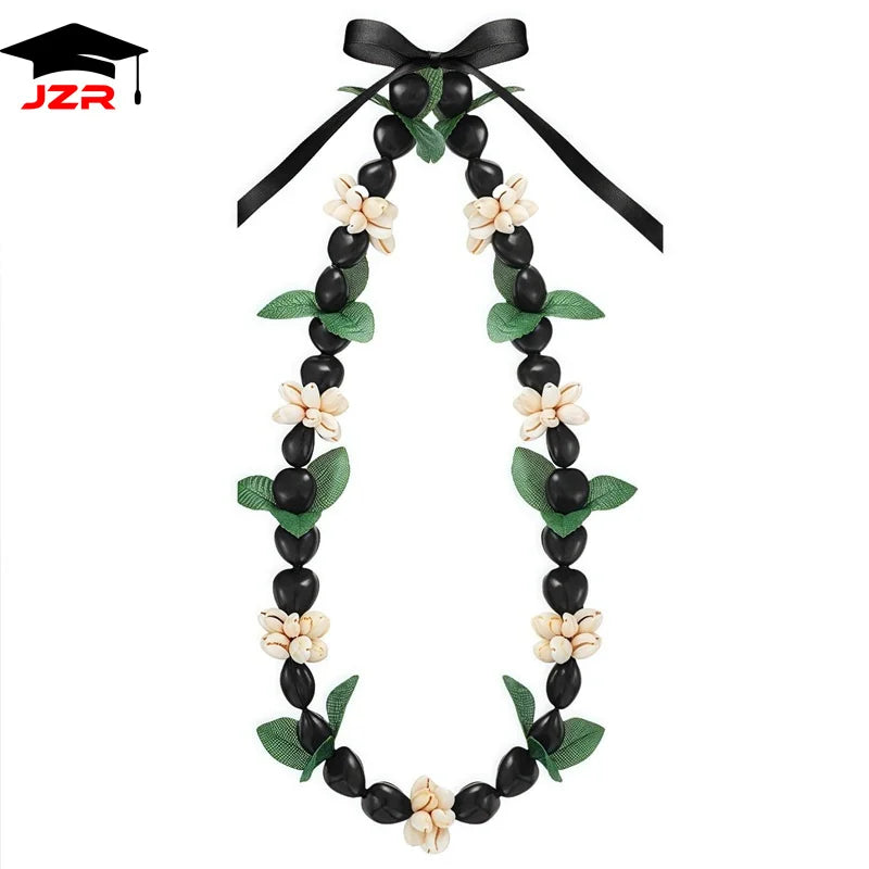 Hot Selling Fashion Artificial Acrylic Kukui Nut Lei Cowrie Shell Beads Lei for Graduation Polynesian Anniversary