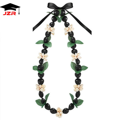 Hot Selling Fashion Artificial Acrylic Kukui Nut Lei Cowrie Shell Beads Lei for Graduation Polynesian Anniversary