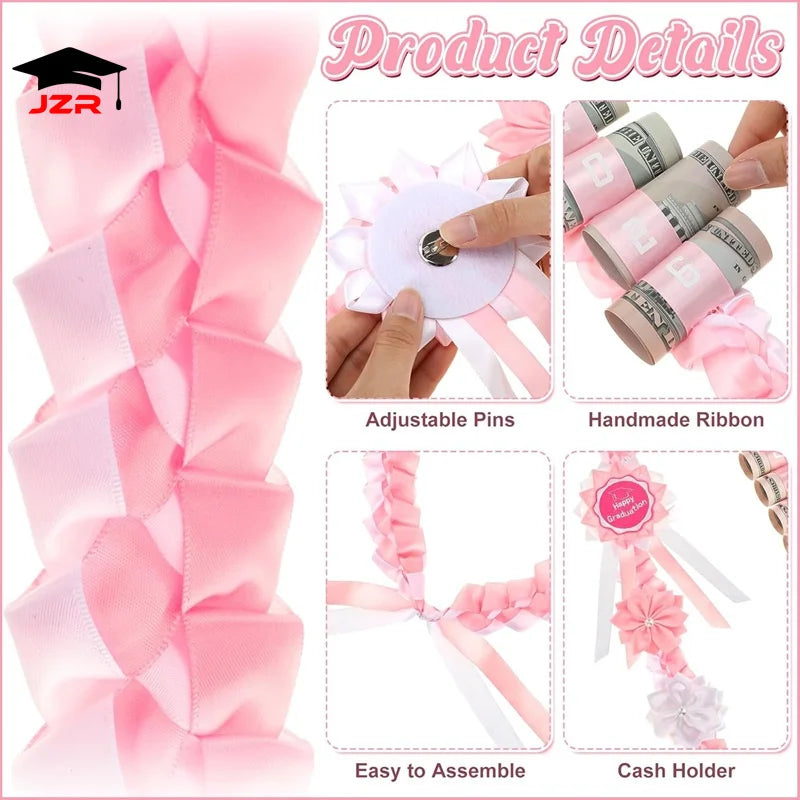 Custom Double-Braided Graduation Ribbon Lei with Bow