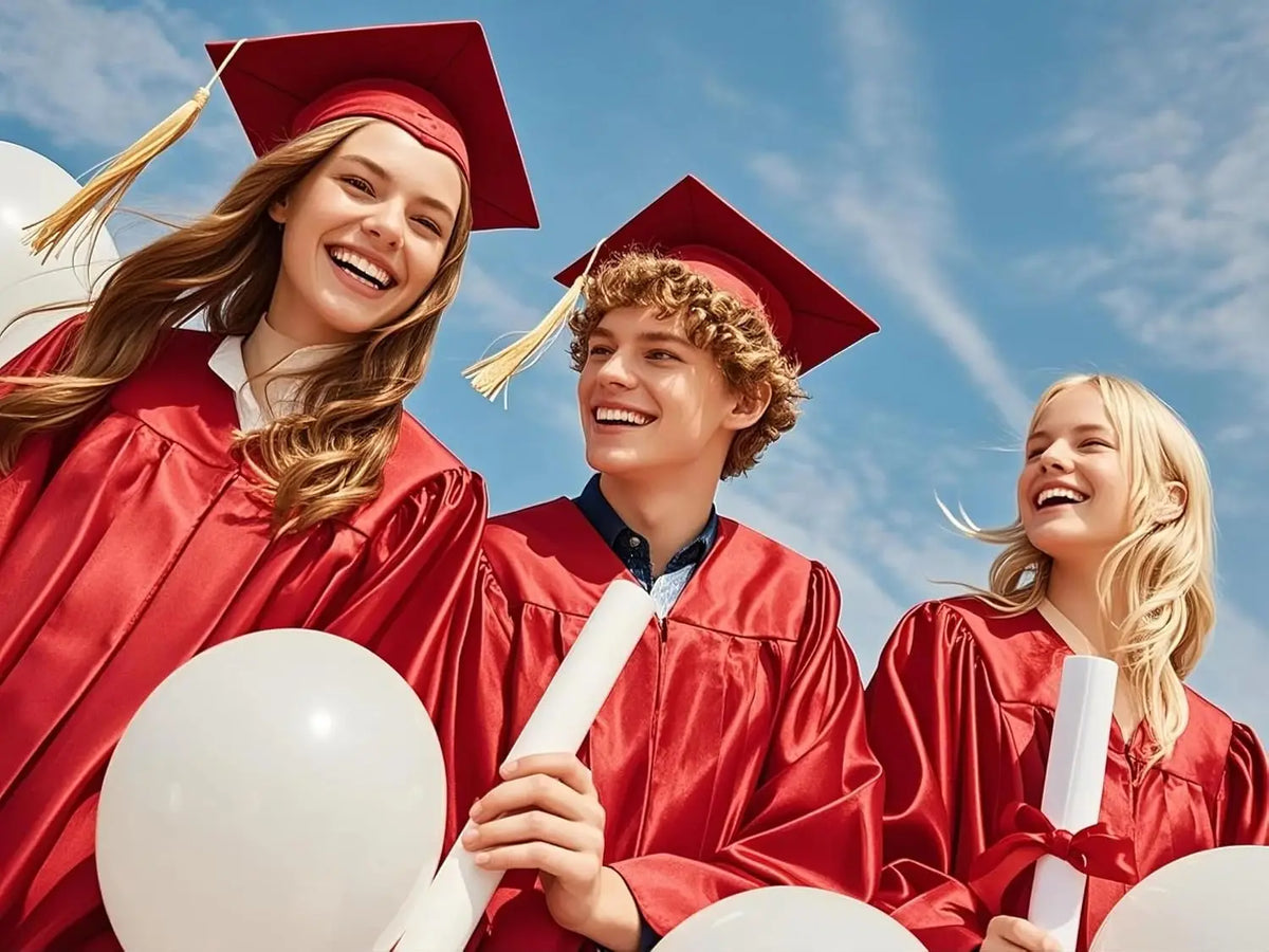 Custom Red Shiny Graduation Gown and Cap