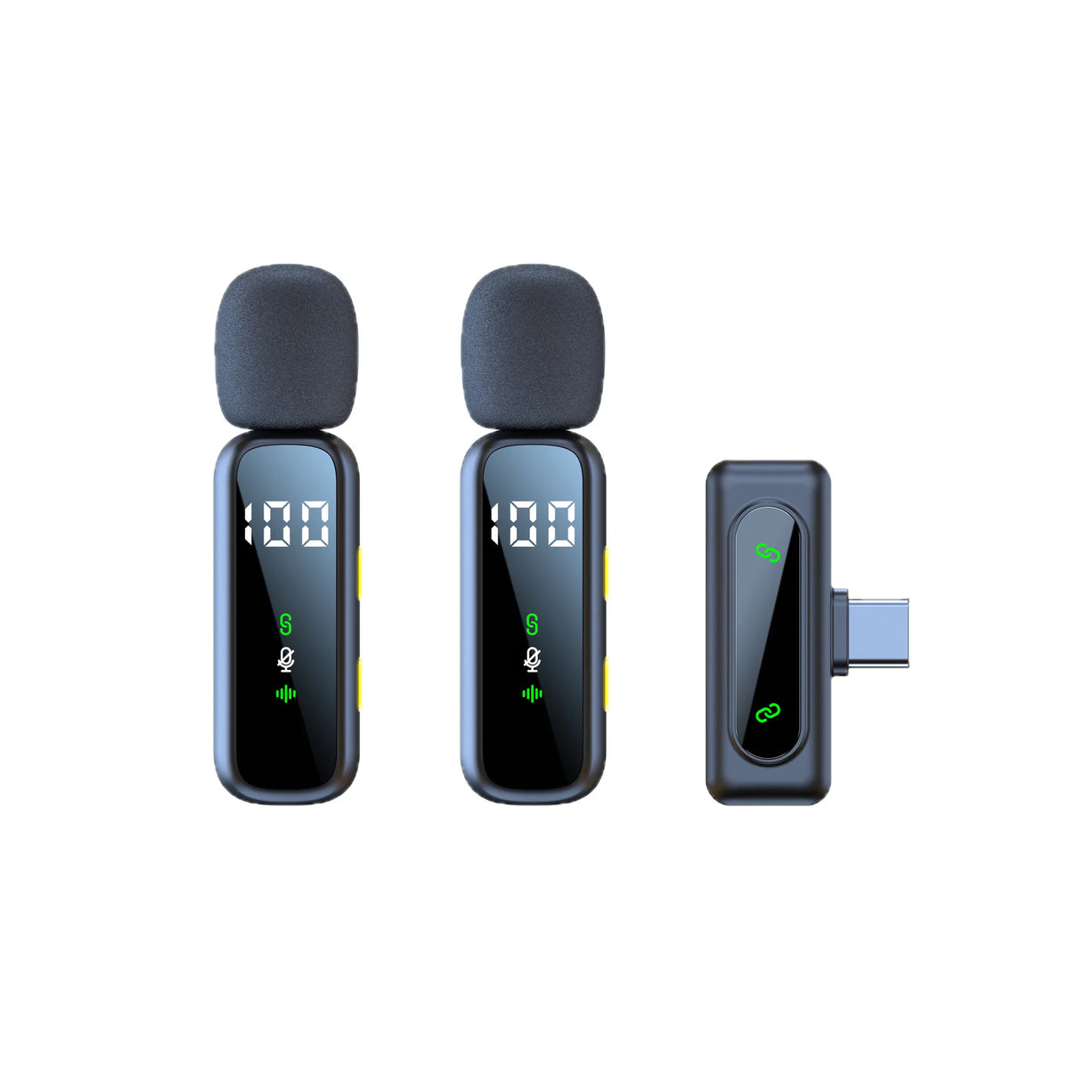 Mini Wireless Omni-directional Microphone Clip Type C Dual Transmitter Receiver Noise Cancelling for Smartphone DSLR Camera Vlog