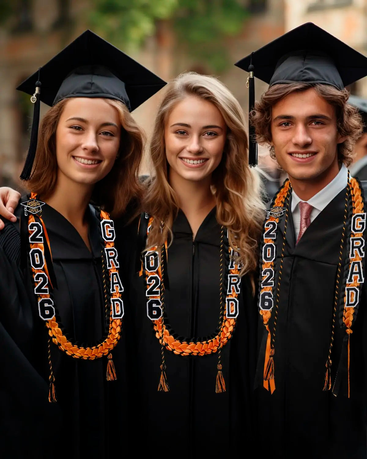 2026 Double Layer Woven Graduation Leis 120CM Satin Ribbon Honor Cord Necklace Grad Ceremony Party Decor