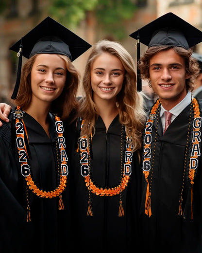 2026 Double Layer Woven Graduation Leis 120CM Satin Ribbon Honor Cord Necklace Grad Ceremony Party Decor