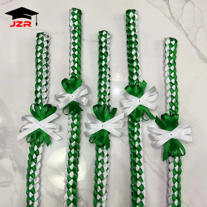 Braided Satin Graduation Lei Double Strand Honor Ribbon Leis for High School University Grads Party