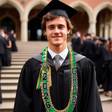 Custom Green and Gold Graduation Ribbon Lei