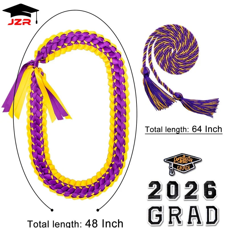2026 Floral Decor Graduation Money Leis Double Layer Knit Ribbon Wreath College Grad Gift Accessories