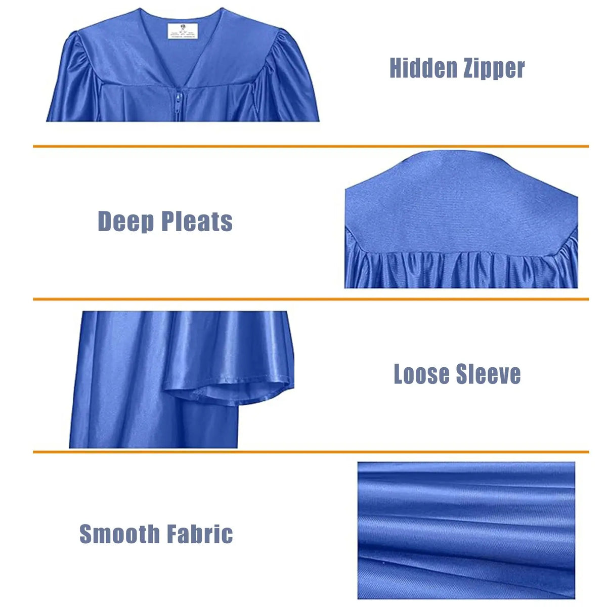 High Quality Shiny Color Preschool  Kids Royal Blue Kindergarten Graduation Gowns Primary School Graduation Uniform