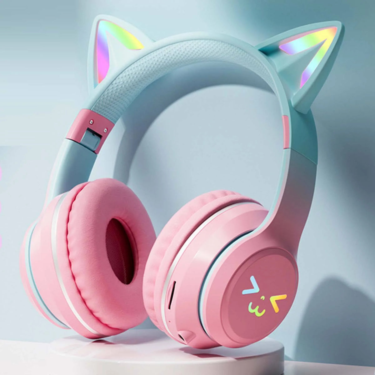 Multy Colour Cartoon Cute BT612 LED Light cat Ear Headphone HIFI Large Battery Low Latency Game Earphone Real Stereo Sound