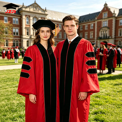 Wholesale Red Doctor Graduation Gown and Tam Doctoral Graduation Gowns Robes