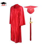 Custom Red Shiny Graduation Gown and Cap