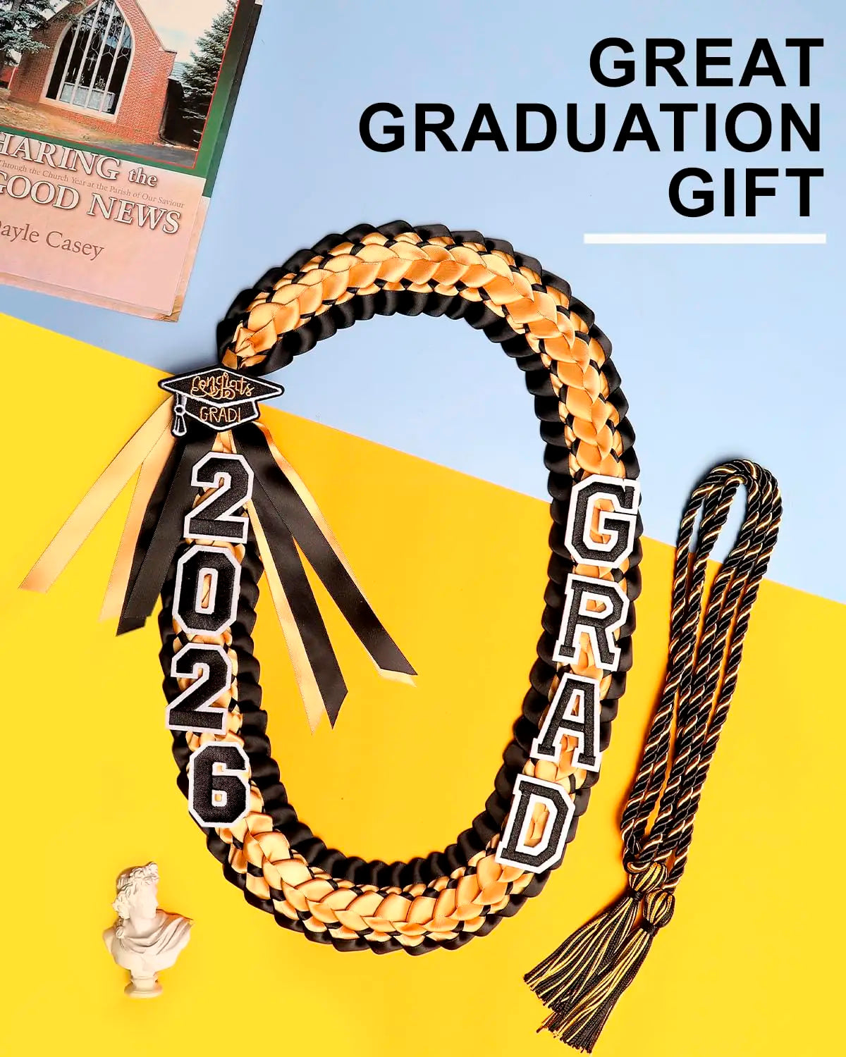 2026 Hand Knitted Double Braided Graduation Wreath Polyester Ribbon Leis School Celebration Honor Rope