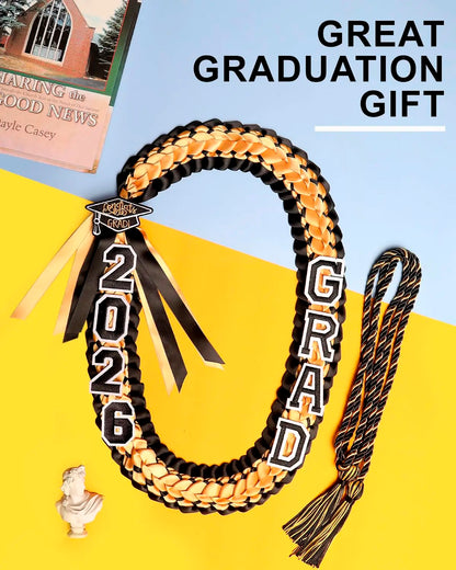2026 Hand Knitted Double Braided Graduation Wreath Polyester Ribbon Leis School Celebration Honor Rope