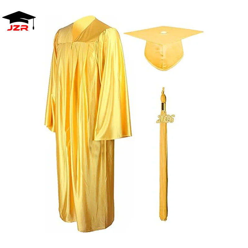High School Red Shiny Graduation Gown and Cap Set for OEM 12 Color Available