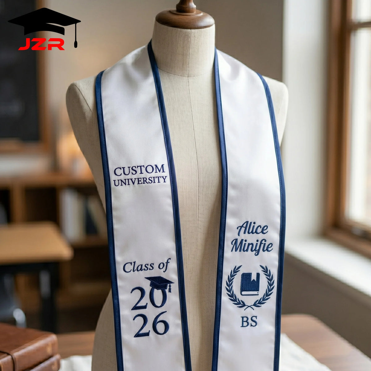 Factory Wholesale Graduation Stole Custom Logo Text Print Embroidery Low Minimum Order for College